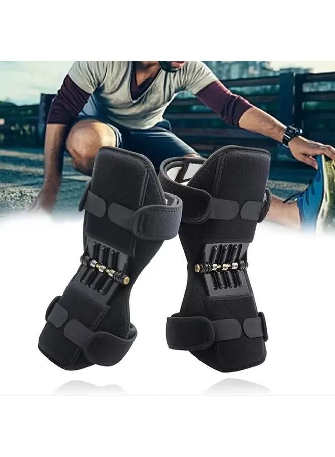 Black Spring Powered Knee Support Brace Enhanced Flexibility Non Slip Walking Aid - Image 2